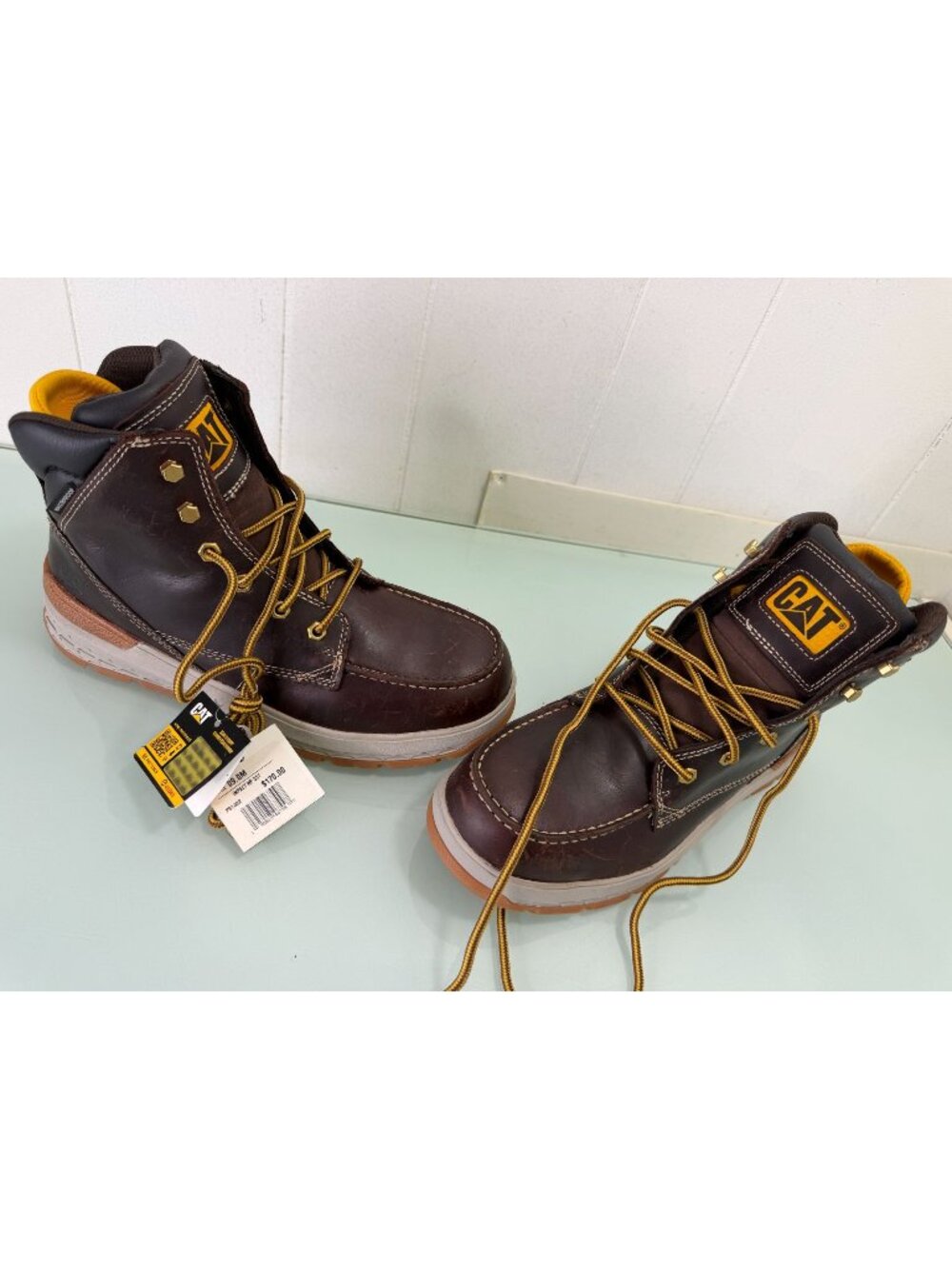 CAT Caterpillar Impact Waterproof Work Boots Men's 9 Carbon Composite Toe Brown